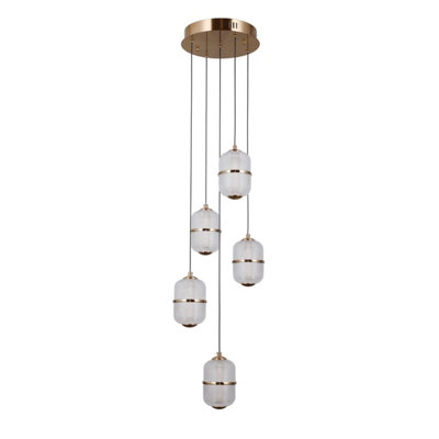 B&Q -  Luminosa Alani Cluster Pendant Ceiling Light Gold 3000K Warm White 5Xled