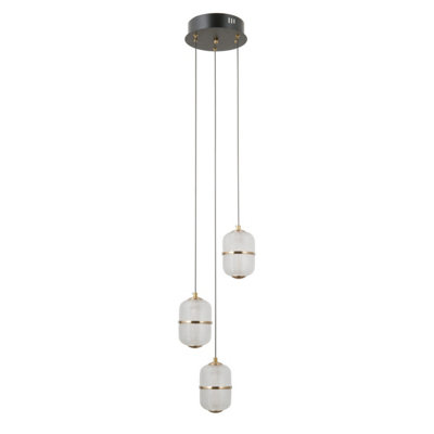 B&Q -  Luminosa Alani Cluster Pendant Ceiling Light Matt BlackGold 3000K Warm White 3Xled