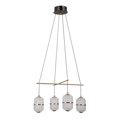 B&Q -  Luminosa Alani Multi Arm Pendant Ceiling Light Matt BlackGold 3000K Warm White 4Xled
