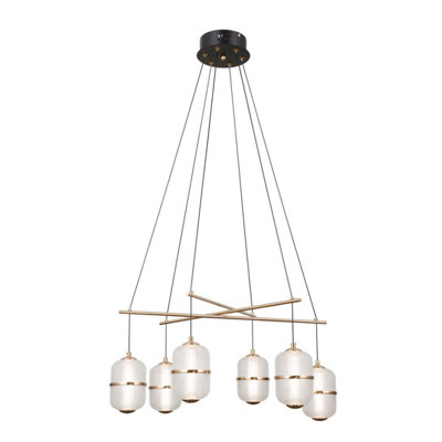 B&Q -  Luminosa Alani Multi Arm Pendant Ceiling Light Matt BlackGold 3000K Warm White 6Xled