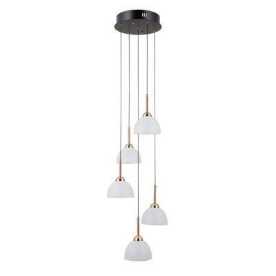 B&Q -  Luminosa Montiela Cluster Pendant Ceiling Light Matt BlackGold 3000K Warm White 5Xled