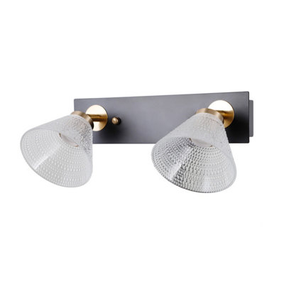 B&Q -  Luminosa Orella Twin Ceiling Spotlight Matt BlackGold 3000K Warm White 2Xled