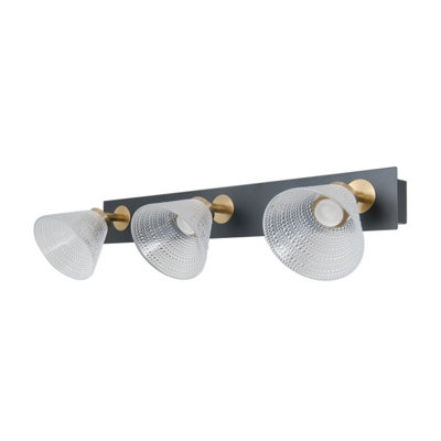 B&Q -  Luminosa Orella Ceiling Spotlight Bar Matt BlackGold 3000K Warm White 3Xled