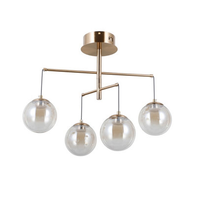 B&Q -  Luminosa Velada Multi Arm Semi Flush Ceiling Lamp Gold 3000K Warm White 4Xled