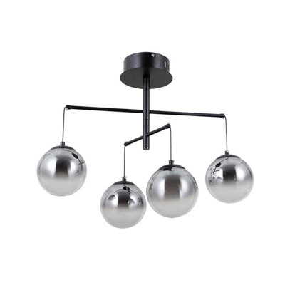 B&Q -  Luminosa Velada Globe Ceiling Light Matt Black 3000K Warm White 4Xled