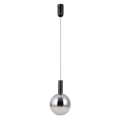 Luminosa Lighting Luminosa Strela 20Cm Globe Pendant Ceiling Light Matt Black With DarkenedGreyGlass Shade 3000K Warm White from B&Q