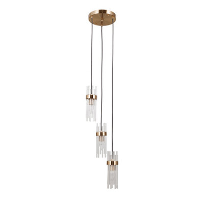 Luminosa Lighting Luminosa Taraso Cluster Pendant Ceiling Light Gold 3Xe14 from B&Q