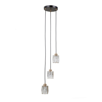 Luminosa Lighting Luminosa Torno Cluster Pendant Ceiling Light Matt BlackGold 3Xe14 from B&Q