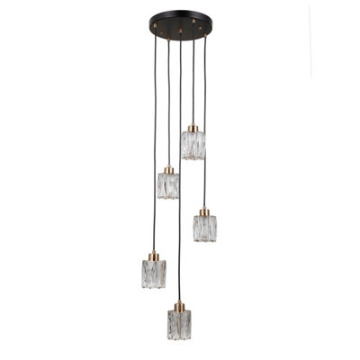 Luminosa Lighting Luminosa Torno Cluster Pendant Ceiling Light Matt BlackGold 5Xe14 from B&Q