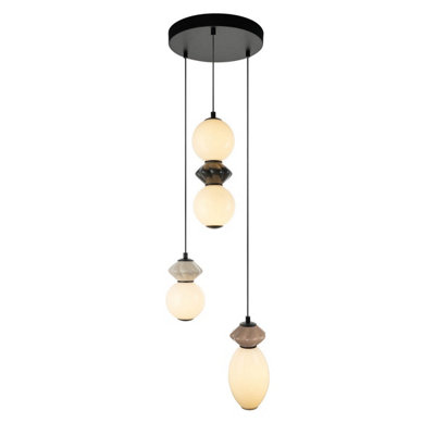 Luminosa Lighting Luminosa Balos Cluster Pendant Ceiling Light Matt Black 3000K Warm White