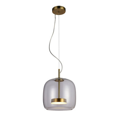 Luminosa Lighting Luminosa Caste 26Cm Dome Pendant Ceiling Light Gold Smoked Shade 3000K Warm White from B&Q