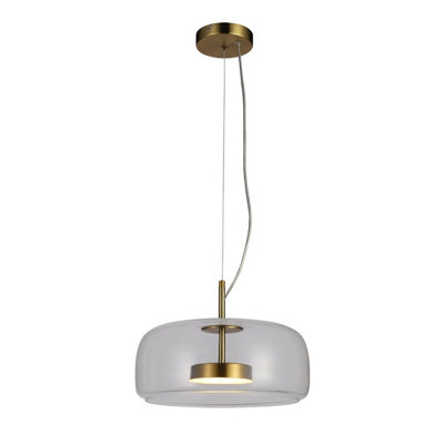 Luminosa Lighting Luminosa Caste 33Cm Dome Pendant Ceiling Light Gold Smoked Shade 3000K Warm White from B&Q