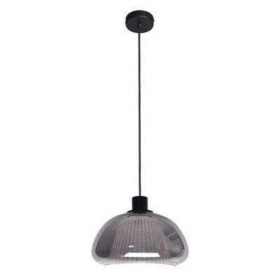 Luminosa Lighting Luminosa Apiro Dome Pendant Ceiling Light Black With Smoked Shades from B&Q