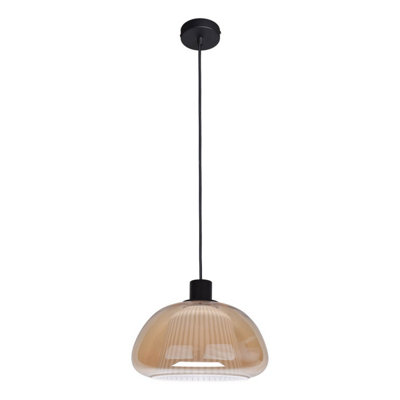 Luminosa Lighting Luminosa Apiro Dome Pendant Ceiling Light Black With Amber Shades from B&Q