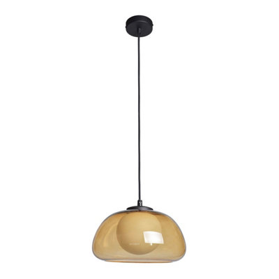 Luminosa Lighting Luminosa Ainale Dome Pendant Ceiling Light Black With Smoked Shade from B&Q