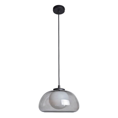 Luminosa Lighting Luminosa Ainale Dome Pendant Ceiling Light Black With Amber Shade from B&Q