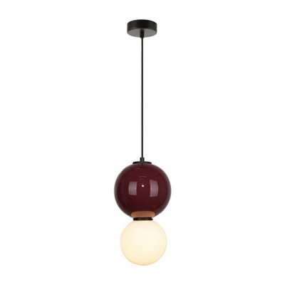 Luminosa Lighting Luminosa Pieve Globe Pendant Ceiling Light BurgundyRedPurpleMatt White 3000K from B&Q