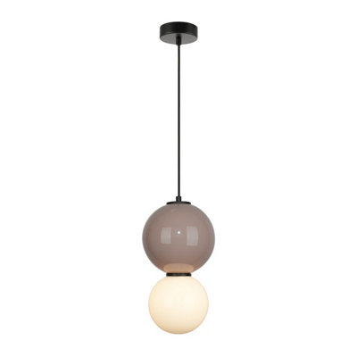 Luminosa Lighting Luminosa Pieve Globe Pendant Ceiling Light BrownBeigeMatt White 3000K from B&Q