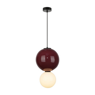 Luminosa Lighting Luminosa Pieve Globe Pendant Ceiling Light BurgundyRedPurpleMatt White 3000K Warm White from B&Q