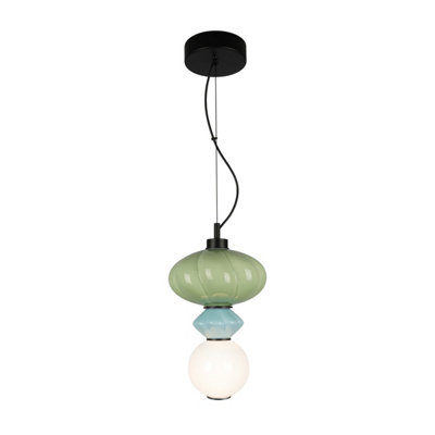 Luminosa Lighting Luminosa Tordi Globe Pendant Ceiling Light BlueGreenMatt White 3000K Warm White from B&Q