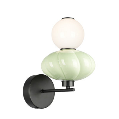 Luminosa Lighting Luminosa Tordi Globe Wall Lights GreenMatt White 3000K Warm White from B&Q