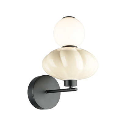 Luminosa Lighting Luminosa Tordi Globe Wall Lights BeigeMatt White 3000K Warm White from B&Q