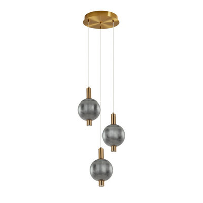 Luminosa Lighting Luminosa Lenti Cluster Pendant Ceiling Light Brass 3000K Warm White 3Xled from B&Q