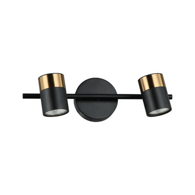 Luminosa Lighting Luminosa Elice Twin Ceiling Spotlight BlackBrass 2Xgu10 from B&Q