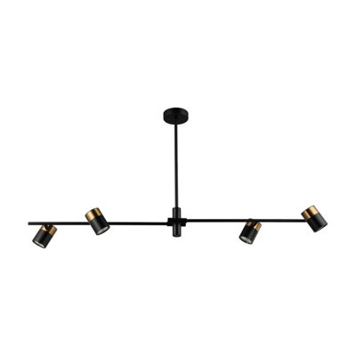 Luminosa Lighting Luminosa Elice Bar Pendant Ceiling Light BlackBrass 4Xgu10 from B&Q