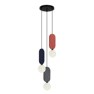 Luminosa Lighting Luminosa Lorenzo Cluster Pendant Ceiling Light RedBlueGrey 3Xg9 from B&Q