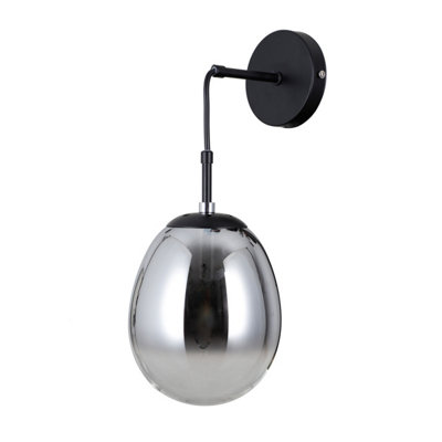 Luminosa Lighting Luminosa Meolo Globe Wall Lamp Matt Black With Smoked Shade