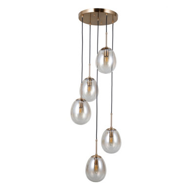 Luminosa Lighting Luminosa Meolo Cluster Pendant Ceiling Light Gold 5Xe14 from B&Q