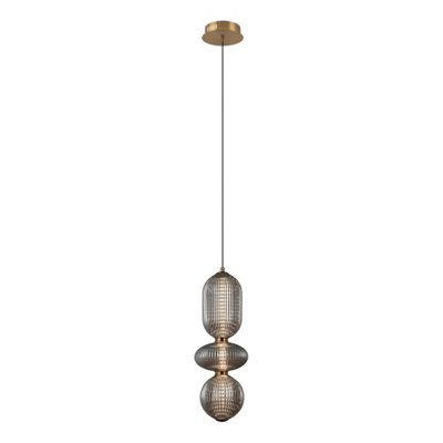 B&Q -  Luminosa Nico Slim Pendant Ceiling Light BlackAntique BrassGold 3000K Warm White 3Xled