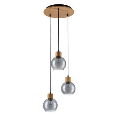 Luminosa Lighting Luminosa Velma Cluster Pendant Ceiling Light Wood 3Xe27 from B&Q