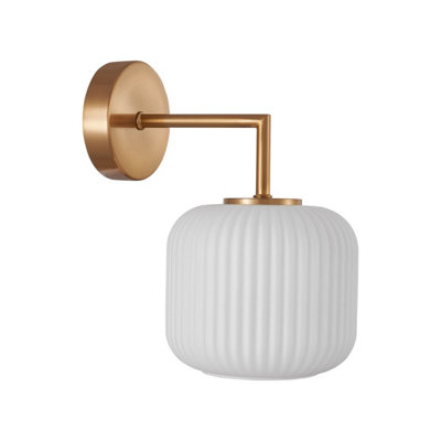 Luminosa Lighting Luminosa Fosse Wall Lamp Gold With White Glass Shade