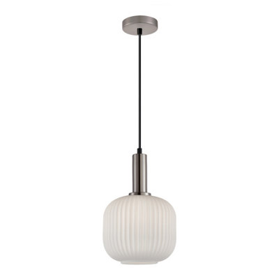 B&Q -  Luminosa Penzi Dome Pendant Ceiling Light Silver