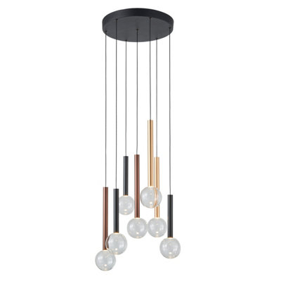 Luminosa Lighting Luminosa Alinos Cluster Pendant Ceiling Light Black 3000K Warm White3 Step Dimmable 7Xled from B&Q