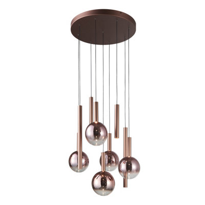 Luminosa Lighting Luminosa Camino Cluster Pendant Ceiling Light Copper 3000K Warm3 Step Dimmable 9Xled from B&Q