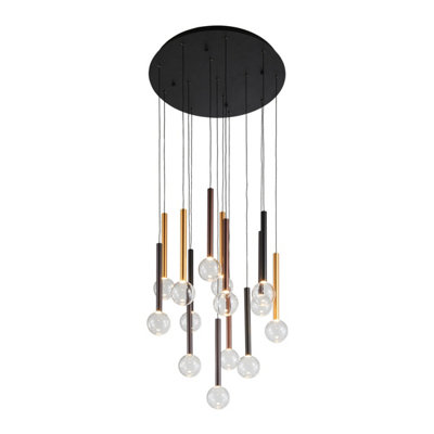 Luminosa Lighting Luminosa Alinos Cluster Pendant Ceiling Light Black 3000K Warm White3 Step Dimmable 14Xled from B&Q