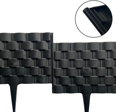 Stylish Rattan Effect Lawn Edging3 Pack Of 2.4M Black Garden Border Panels from B&Q