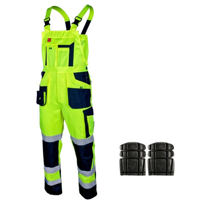 Artmas Hi Vis Bib Brace Overalls Size Uk38 Class 2 Yellow With Reflective Bands With Knee Pads from B&Q