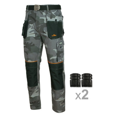 Artmas Grey Camo Work Trousers  For Men Size Uk46 Cordura With Knee Pads from B&Q