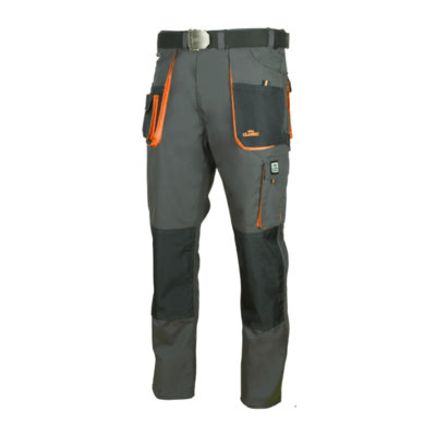 Artmas Grey Orange Work Trousers For Men Size Uk46 With Knee Pad Pockets And Cargo Storage from B&Q
