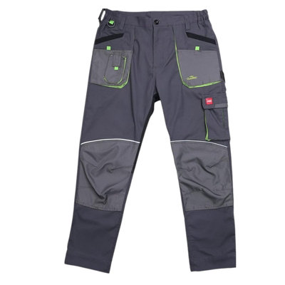 Artmas Stretch Slim Work Trousers Size Uk28 With Knee Pad Pockets Reflective Details from B&Q