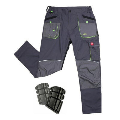 Artmas Stretch Slim Work Trousers Size Uk40 With Knee Pads Reflective Details from B&Q