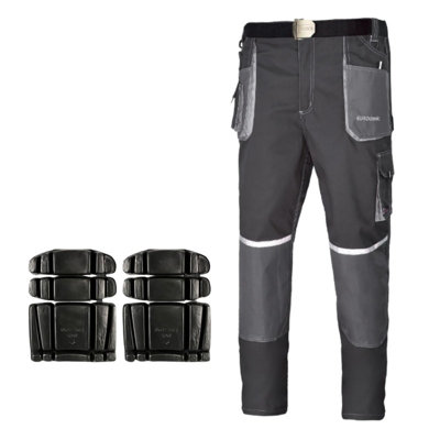 Artmas Work Trousers Size Uk34 With Belt And Knee Pads Cordura Knees Hi-Vis Trim from B&Q