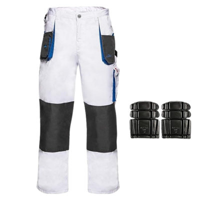 Artmas White Work Trousers Size Uk32 Multi Pockets Reinforced Knees With Knee Pads from B&Q