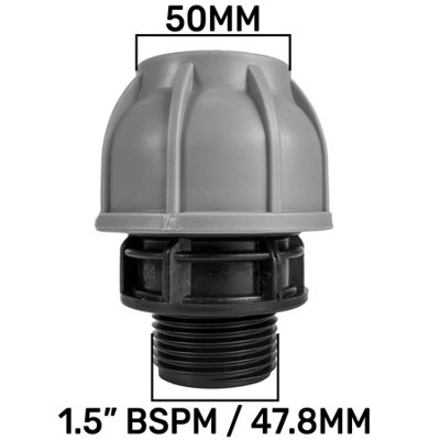 Mdpe Compression Straight Joiner 50mm1.5"bspm Coupling  Pn10 Water Pipe Joiner from B&Q