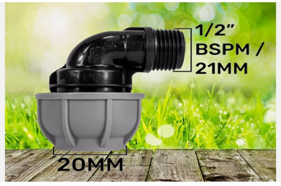 Mdpe Elbow 20mm1/2" Bspm Compression Fitting Durable & Secure For Water And Fluid Pipelines from B&Q