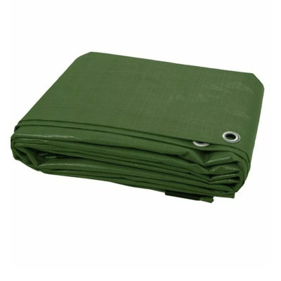 5X6M Green S-Grade Tarpaulin 50Gsm Lightweight Waterproof Cover